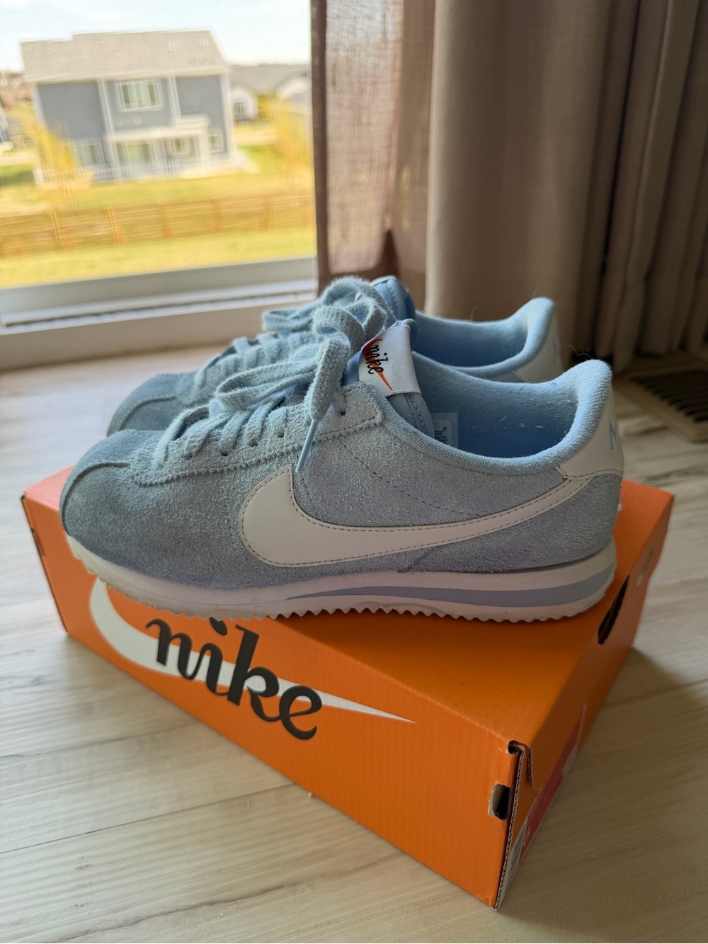 Nike Light Blue Suede Cortez Sneakers